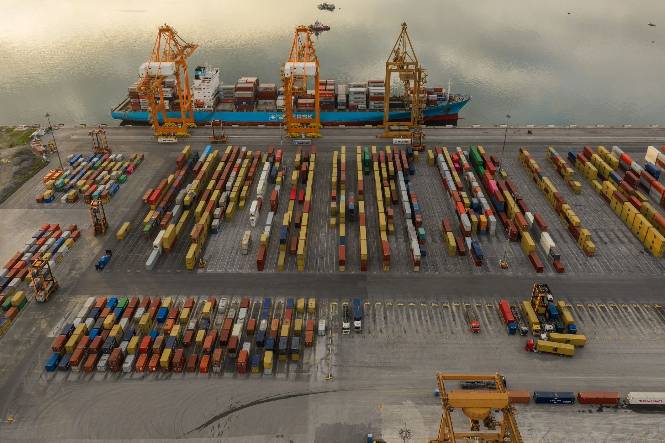 Container port representing cross-border agricultural trade logistics